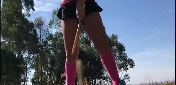  Esposa jogando frescobol de fio dental - Wife playing racquet wearing a  thong